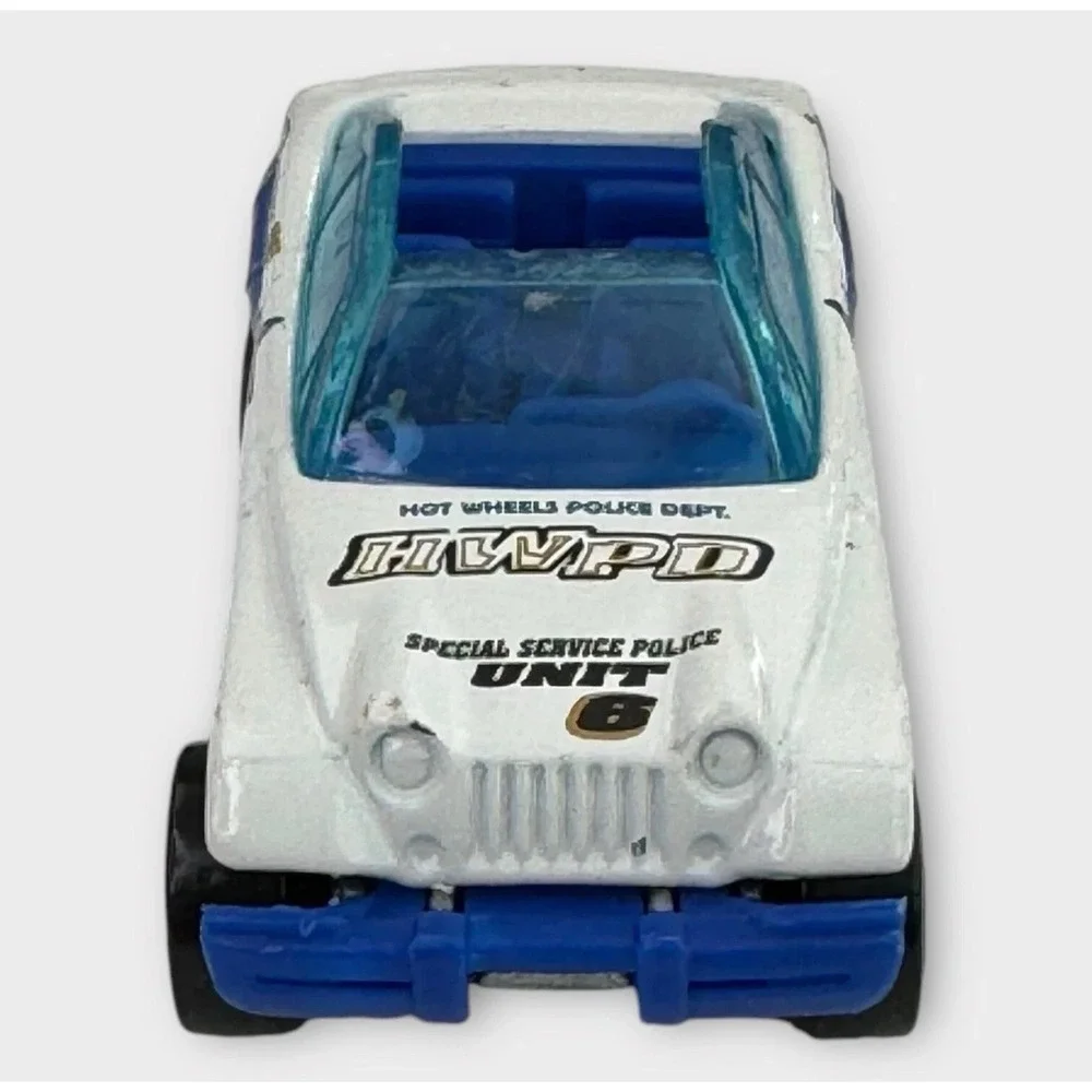 Hot Wheels Jeepster HWPD Police Dept Unit 6 White Blue‎ Diecast Car 1998 Mattel